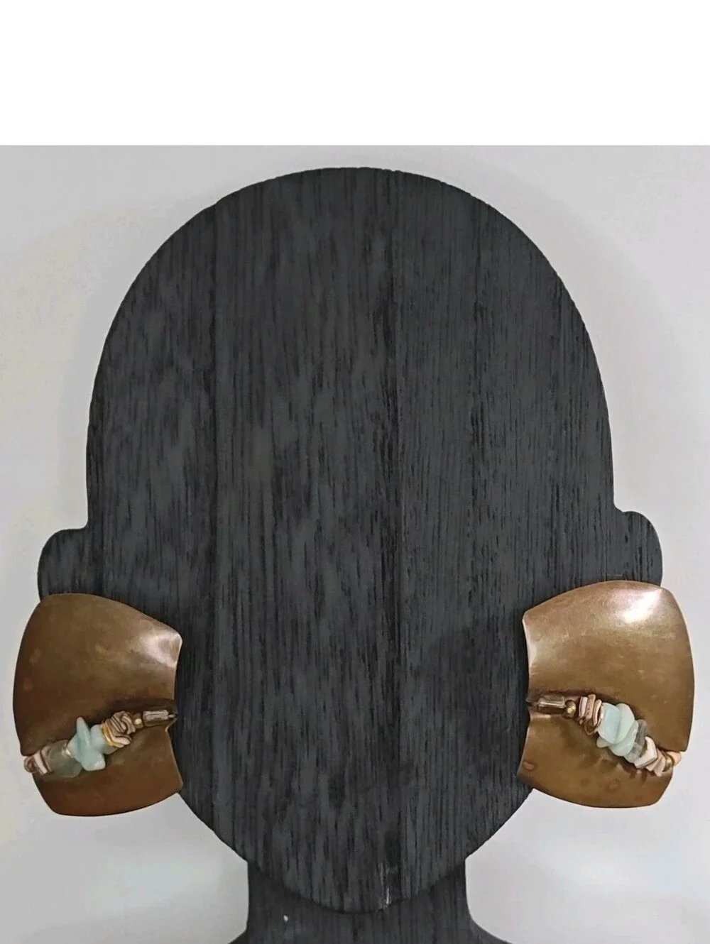 Elaine Coyne Artesian Crystal Chips Brass Metal Earrings Modern Brutalist Chunky